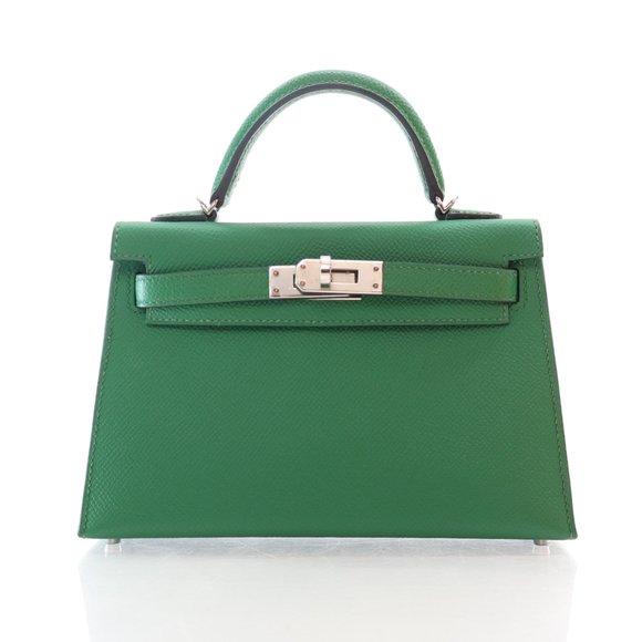 Hermes Handbags - Hermes Mini Kelly Verso Cactus / Blue Atoll Epsom